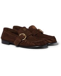 Miu Miu - Suede Loafers With Buckle - Lyst