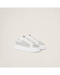 Miu Miu - Suede And Smooth Leather Sneakers - Lyst