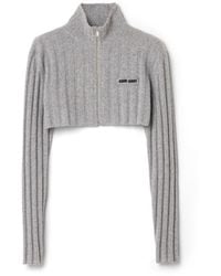 Miu Miu - Cropped Wool And Cashmere Cardigan - Lyst