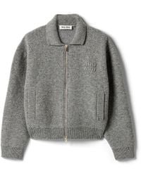 Miu Miu - Shetland Wool And Cashmere Zipper Cardigan - Lyst
