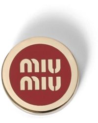 Miu Miu - Enameled Metal Logo Brooch - Lyst