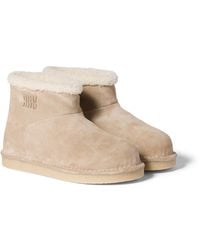 Miu Miu - Suede And Shearling Booties - Lyst