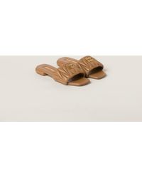 Miu Miu - Matelassé Nappa Leather Slides - Lyst