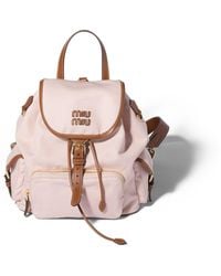 Miu Miu - Canvas And Leather Backpack - Lyst