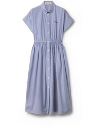 Miu Miu - Vertical Stripe Poplin Midi-Dress - Lyst