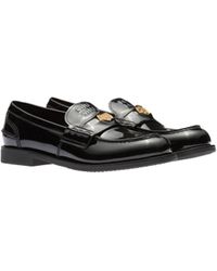 Miu Miu Patent Leather Coin Penny Loafers in Natural | Lyst