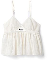Miu Miu - Slubbed Eyelet Poplin Top - Lyst