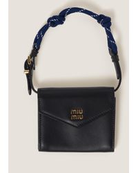 Miu Miu - Leather Wallet With Leather And Cord Shoulder Strap - Lyst