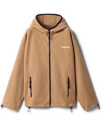 Miu Miu - Cotton Fleece Zipper Hoodie - Lyst