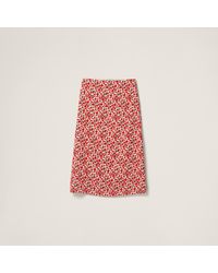 Miu Miu - Floral Print Crepe De Chine Skirt - Lyst