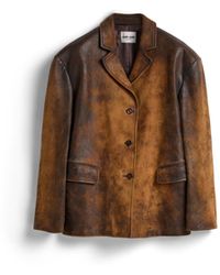 Miu Miu - Waxed Suede Leather Jacket - Lyst