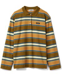 Miu Miu - Yellow Striped Cotton Polo Top - Lyst