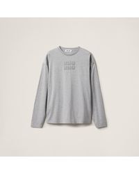 Miu Miu - Oversized Cotton Logo T-Shirt - Lyst