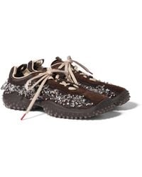 Miu Miu - Bubble Embroidered Technical Fabric And Suede Sneakers - Lyst