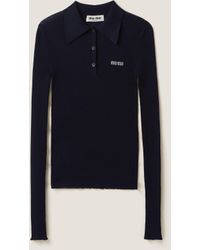 Miu Miu - Cashmere And Silk Knit Polo Shirt - Lyst