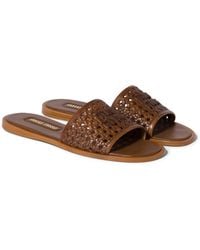 Miu Miu - Woven Leather Slides - Lyst