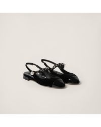 Miu Miu - Velvet And Patent Leather Slingback Ballerinas - Lyst