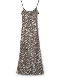 Miu Miu - Long Crepe De Chine Dress - Lyst