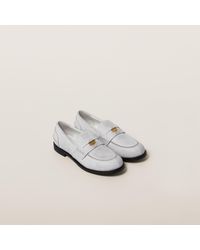 Miu Miu - Vintage-effect Leather Loafers - Lyst