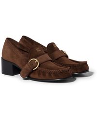 Miu Miu - Suede Loafers With Buckle - Lyst