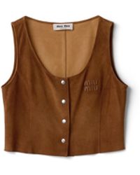 Miu Miu - Waxed Suede Top - Lyst