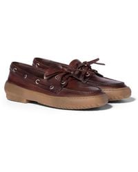 Miu Miu - Leather Deck Shoes - Lyst