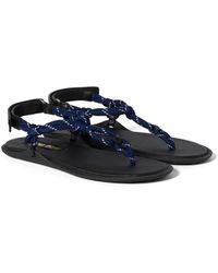 Miu Miu - Riviere Cord And Leather Sandals - Lyst