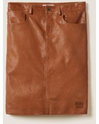 Miu Miu - Nappa Leather Skirt - Lyst