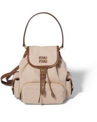 Miu Miu - Canvas And Leather Backpack - Lyst