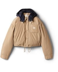 Miu Miu - Technical Pongé Down Hoodie Jacket - Lyst