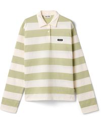 Miu Miu - Striped Jersey Polo Shirt - Lyst