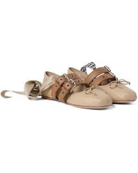Miu Miu - Nappa And Calf Leather Ballerinas - Lyst