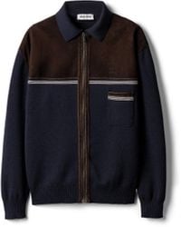 Miu Miu - Wool And Leather Zipper Cardigan - Lyst