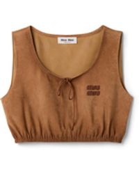 Miu Miu - Waxed Suede Crop Top - Lyst