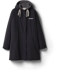 Miu Miu - Single-Breasted Pongé And Fleece Caban Jacket - Lyst