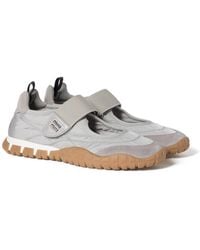 Miu Miu - Tyre Technical Fabric And Suede Ballerinas - Lyst