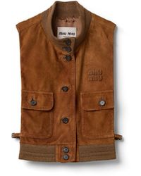 Miu Miu - Waxed Suede Leather Vest - Lyst