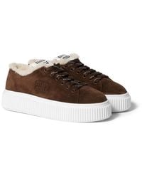 Miu Miu - Suede And Shearling Sneakers - Lyst