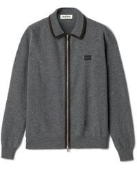 Miu Miu - Wool And Cashmere Cardigan With Suede Details - Lyst