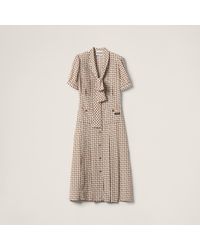 Miu Miu - Paisley Print Pleated Marocain Dress - Lyst