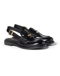 Miu Miu - Brushed Leather Slingback Loafers - Lyst
