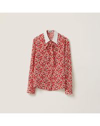 Miu Miu - Floral Print Crepe De Chine Shirt - Lyst