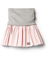 Miu Miu - Jersey And Poplin Skirt - Lyst