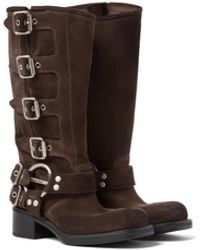 Miu Miu - Dark Suede Boots - Lyst