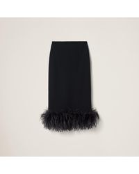Miu Miu - Stretch Cady Skirt With Feathers - Lyst