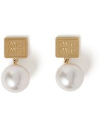 Miu Miu - Metal And Synthetic Pearl Earrings - Lyst