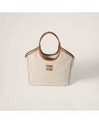 Miu Miu - Large Canvas-Leather Ivy Tote Bag - Lyst