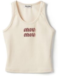 Miu Miu - Ribbed Jersey Top - Lyst