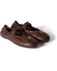 Miu Miu - Ruffled Leather Ballet Flats - Lyst