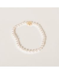 Miu Miu - Metal Necklace With Synthetic Pearls - Lyst